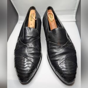 Stacey Adams Black Leather & Snake sz 8 Men's Shoes Y2K
